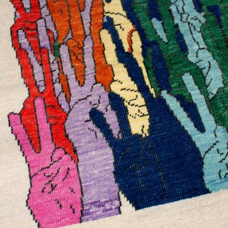 Vintage Oversize Hand Knotted Turkish Wool Rug